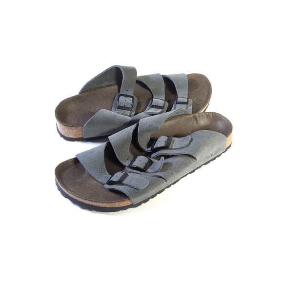 Birkenstock 41 Betula Gray Suede Florida Slides Made in Germany - Picture 2 of 11